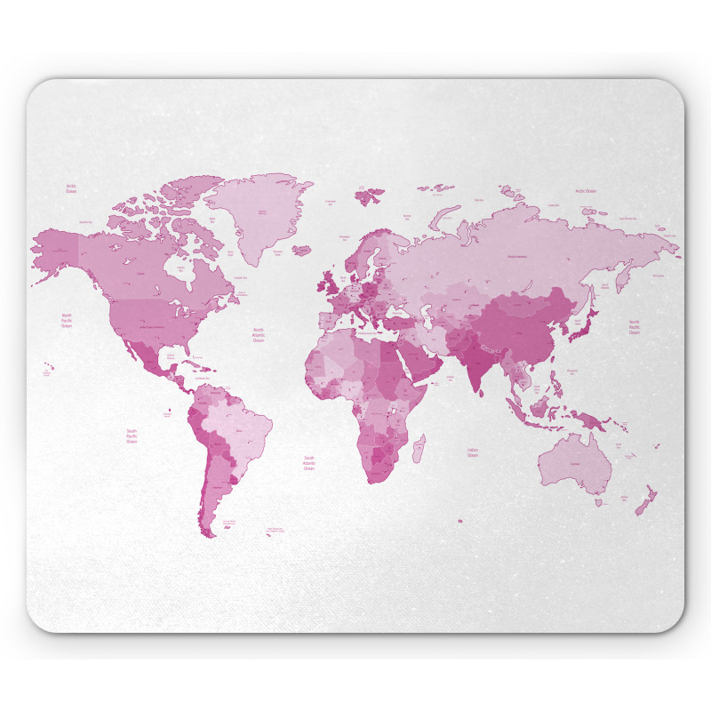 World Map Continents Mouse Pad