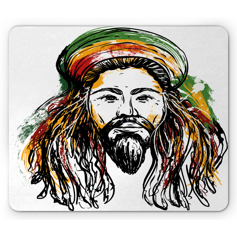 Rasta Man Sketch Portrait Mouse Pad