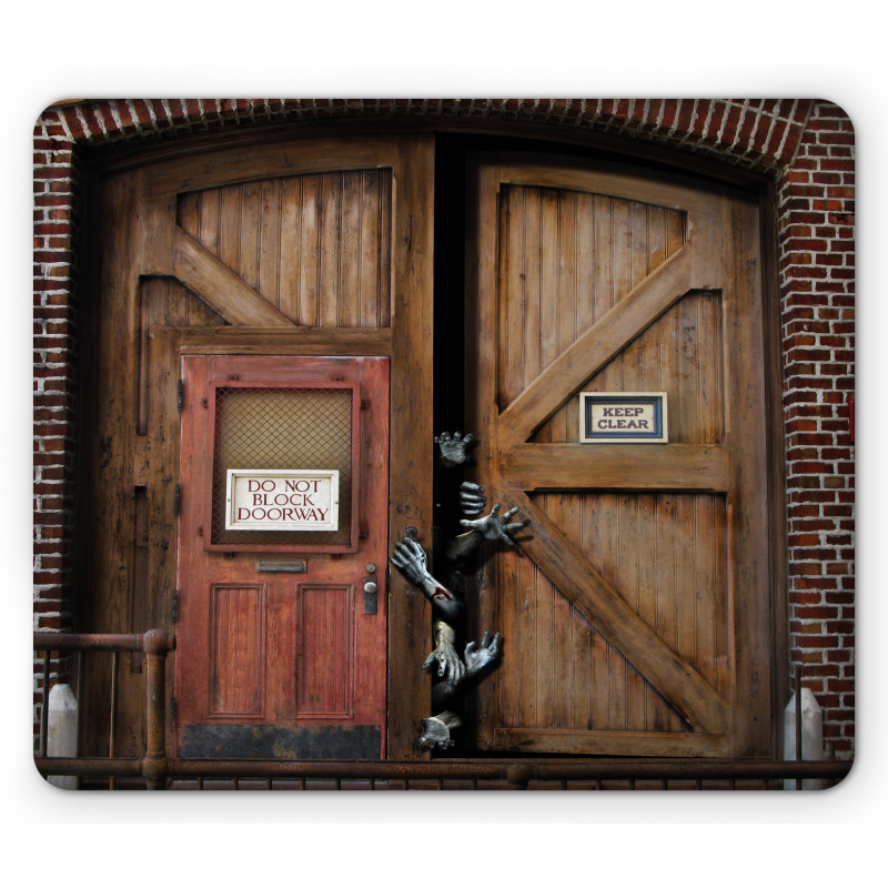 Monster Wood Door Mouse Pad