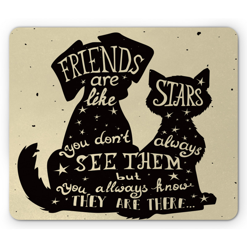 Cat Dog Friends Mouse Pad