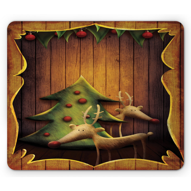 Deers Tree Wood Frame Mouse Pad