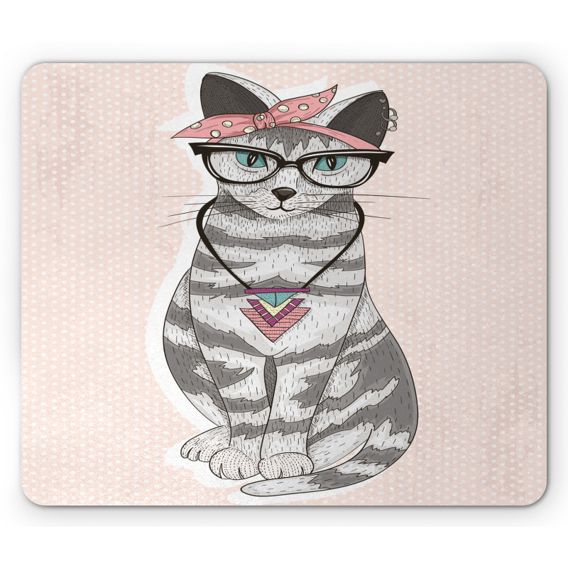 Kitty Glasses Mouse Pad