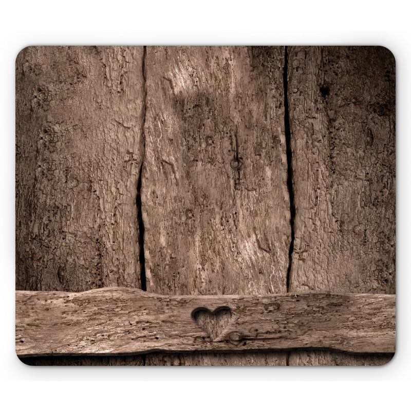 Heart on Wood Mouse Pad