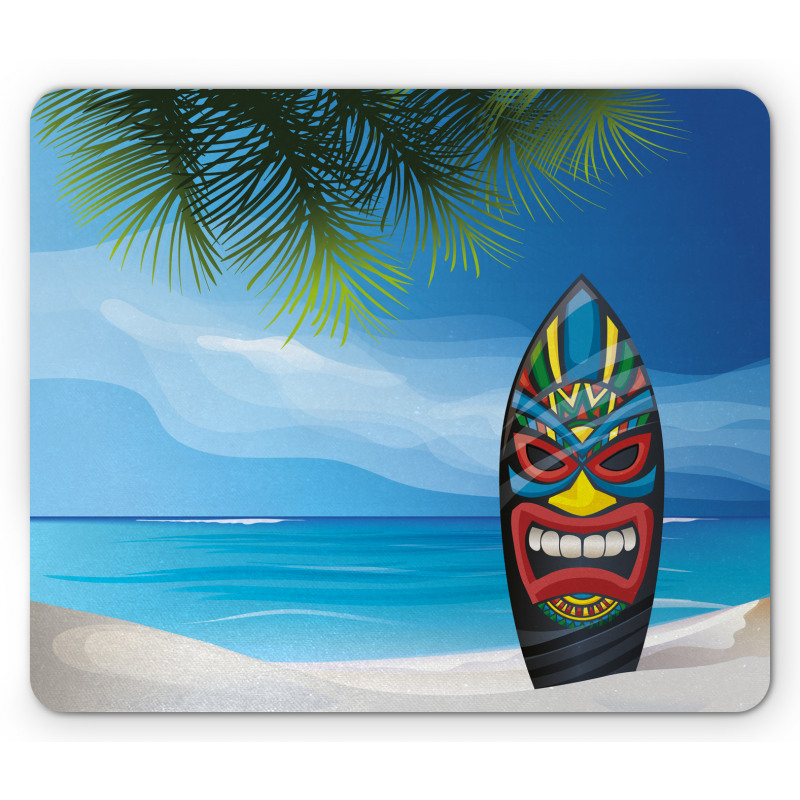 Tiki Surfboard Mouse Pad