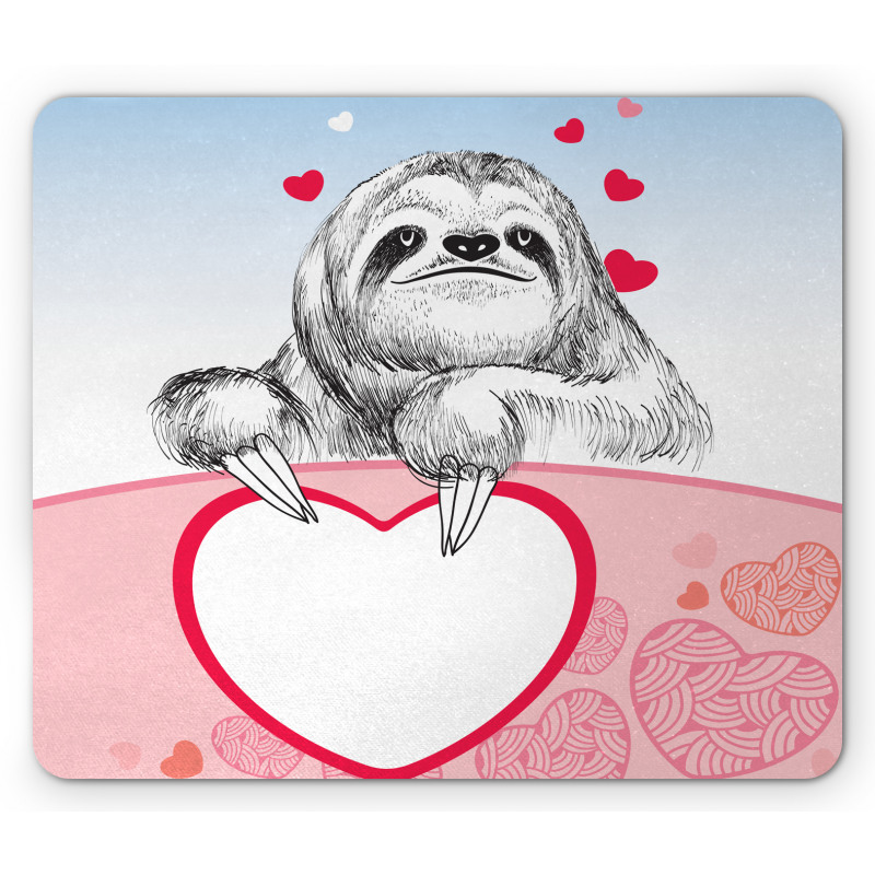 Romantic Sloth in Love Mouse Pad