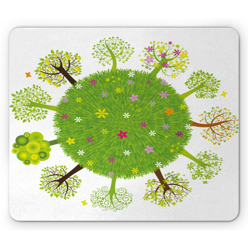 Various Green Trees Bloom Mouse Pad