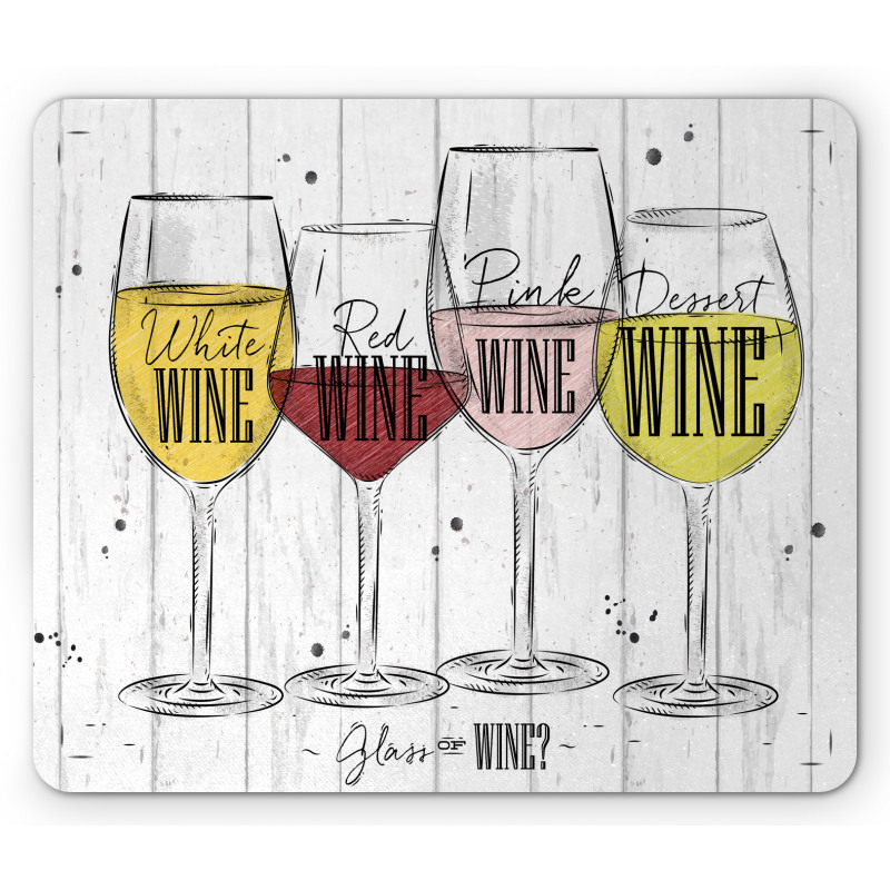 4 Types of Wine Rustic Mouse Pad