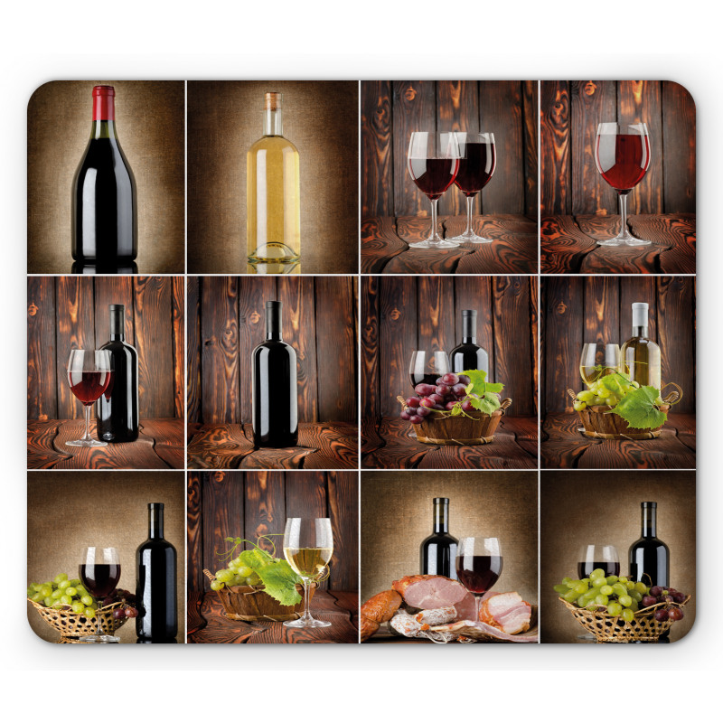 Grapes Meat Drink Collage Mouse Pad