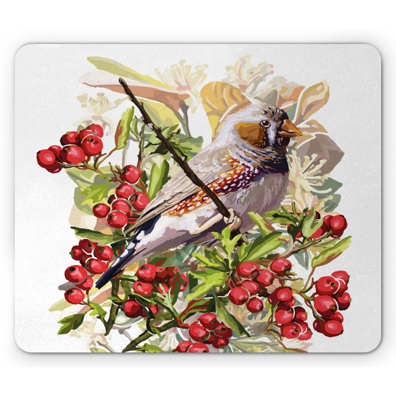 Colorful Bird and Shrubs Mouse Pad