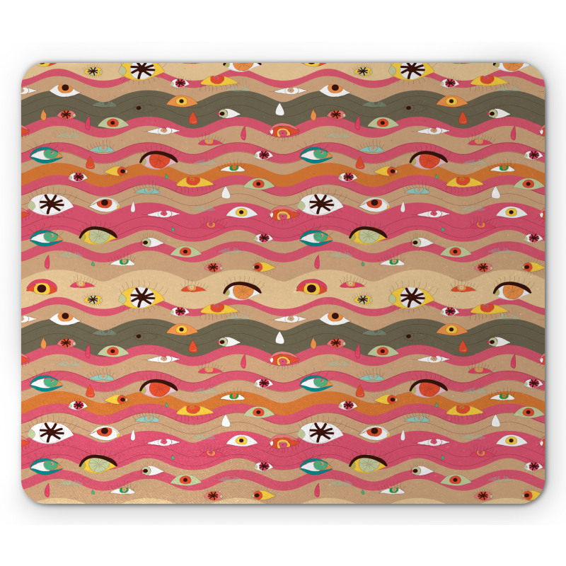 Wavy Lines Groovy Hippie Mouse Pad