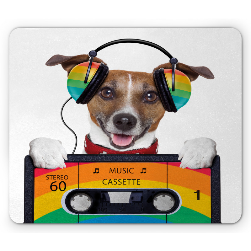 Dog Headphones Mouse Pad