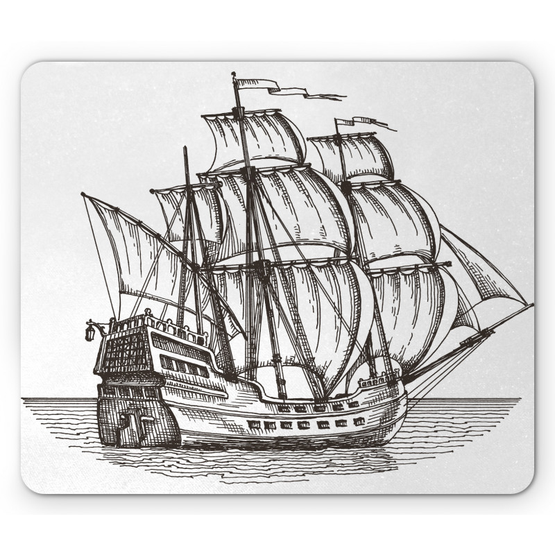 Retro Ship on Water Mouse Pad