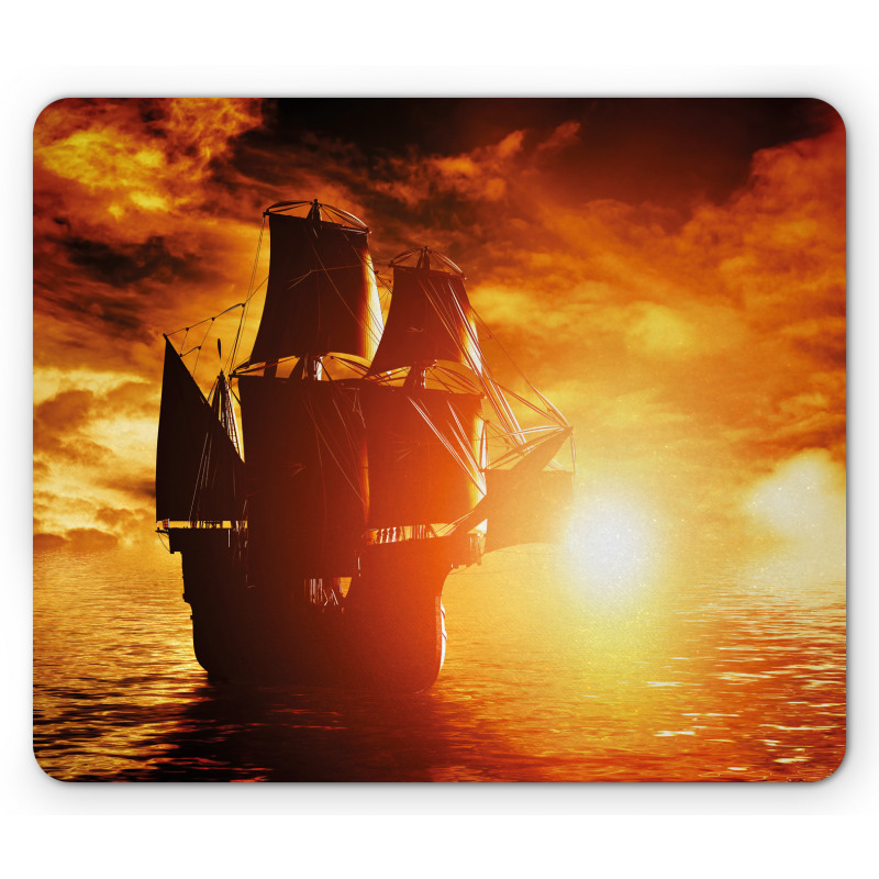 Ship Sunset Mouse Pad