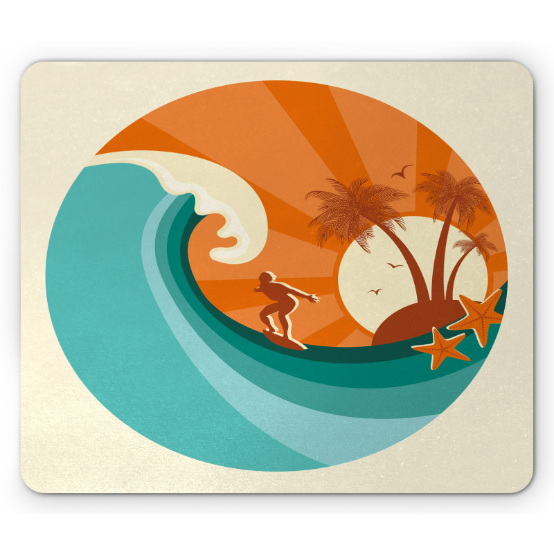 Retro Man Surfing Mouse Pad