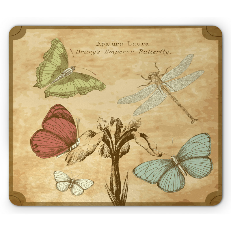 Retro Butterflies Art Mouse Pad