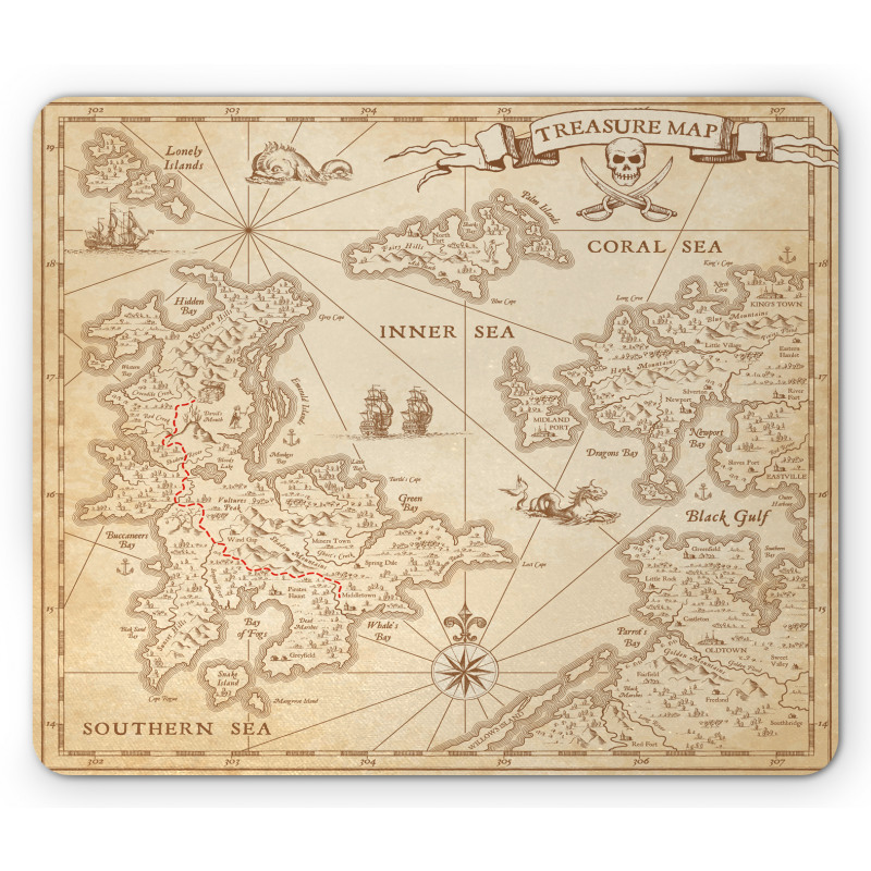 Grunge Treasure Map Mouse Pad