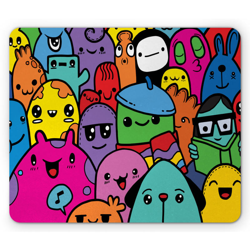Colorful Doodle Monsters Mouse Pad