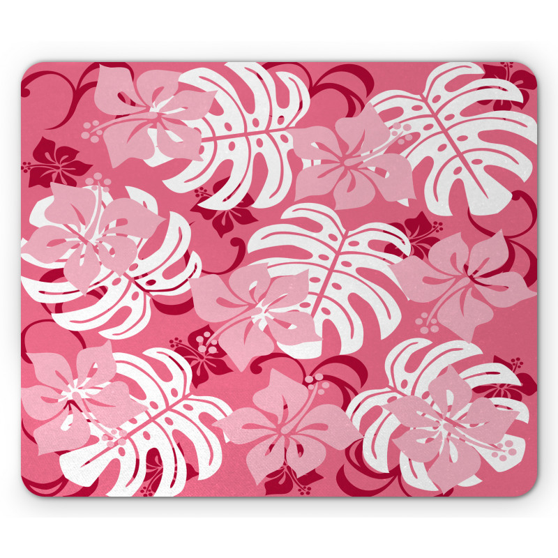 Monstera Leaves Blossoms Mouse Pad