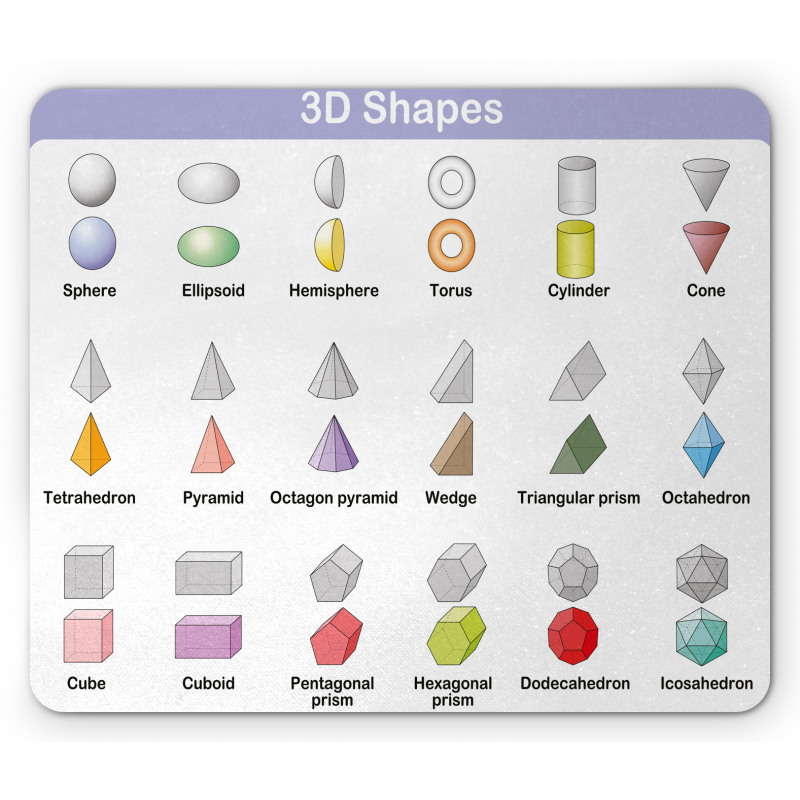 3D Shapes School Theme Mouse Pad