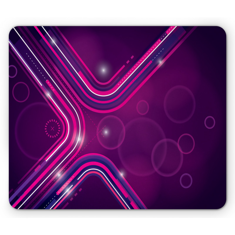 Purple Lines Circles Mouse Pad