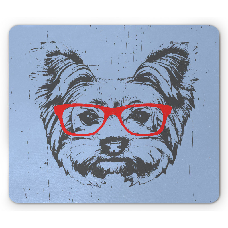 Fun Portrait Red Glasses Mouse Pad
