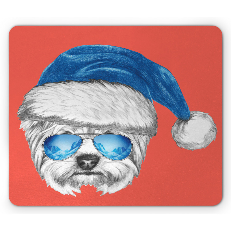 Blue Santa Hat Funny Mouse Pad