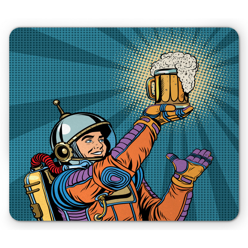 Astronaut Holds Beer Mouse Pad