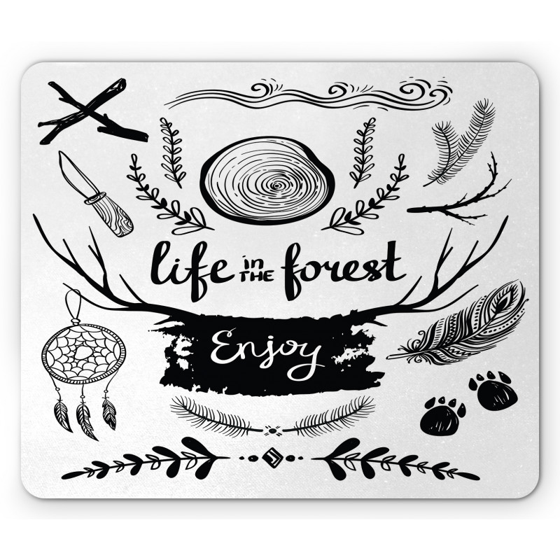 Antlers Tree Feathers Mouse Pad