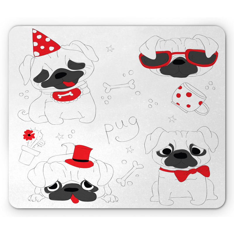 Happy Sad Cool Dogs Pug Mouse Pad