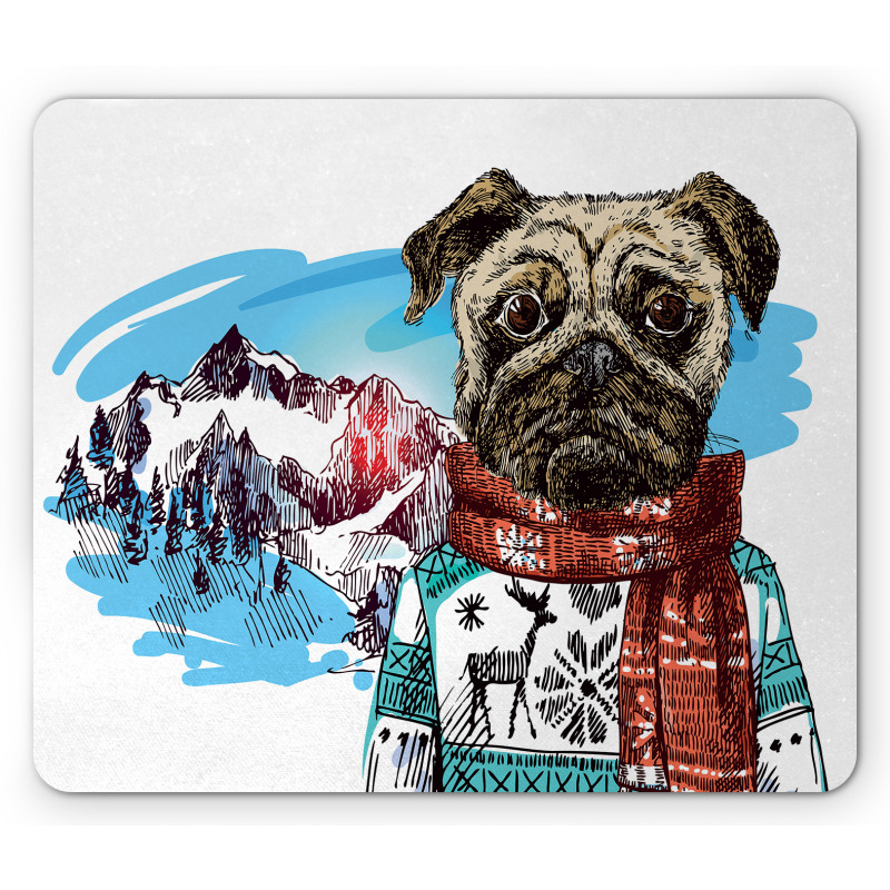 Sketch Style Dog Doodle Mouse Pad