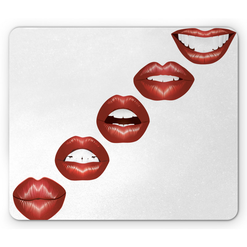 Vivid Full Red Lips Feminine Mouse Pad