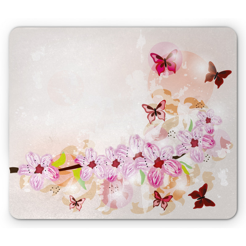Floral Art Butterflies Mouse Pad