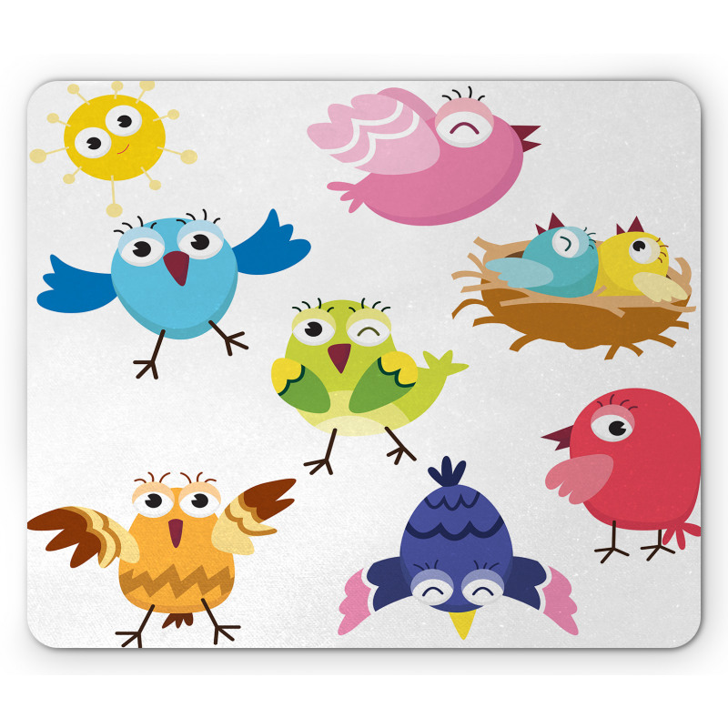 Funny Birds Sun Cartoon Mouse Pad