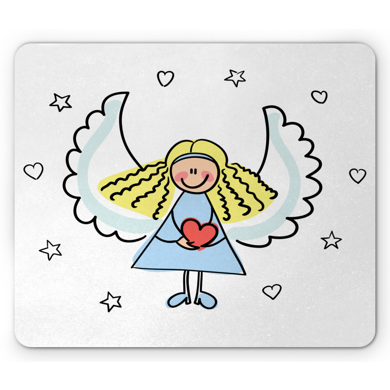 Little Girl Red Heart Mouse Pad