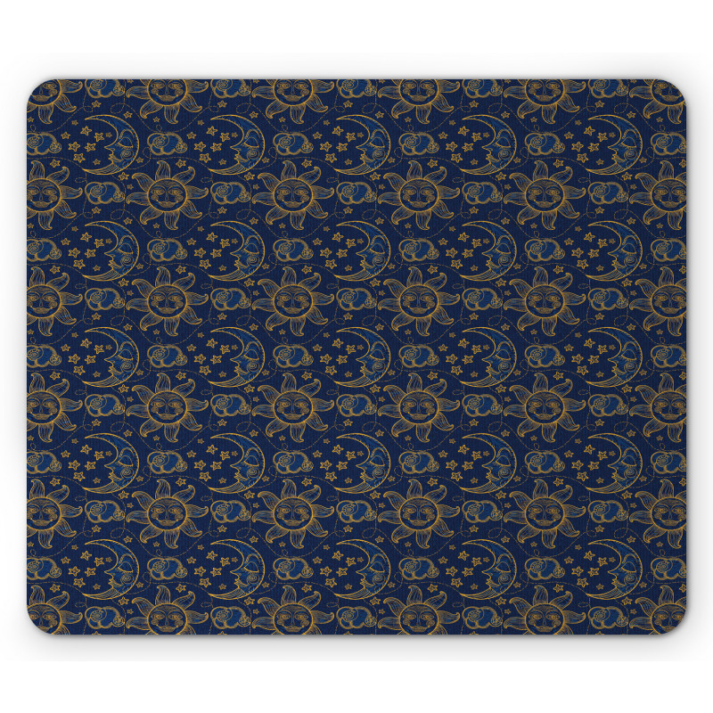 Vintage Doodle Style Star Mouse Pad