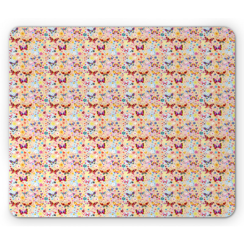Butterflies Flowers Mouse Pad