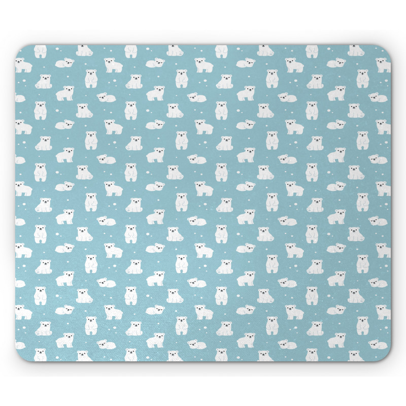 Cartoon Polar Bears Mouse Pad