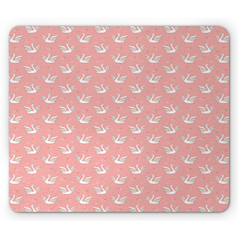 Patterned Wings and Hearts Mouse Pad