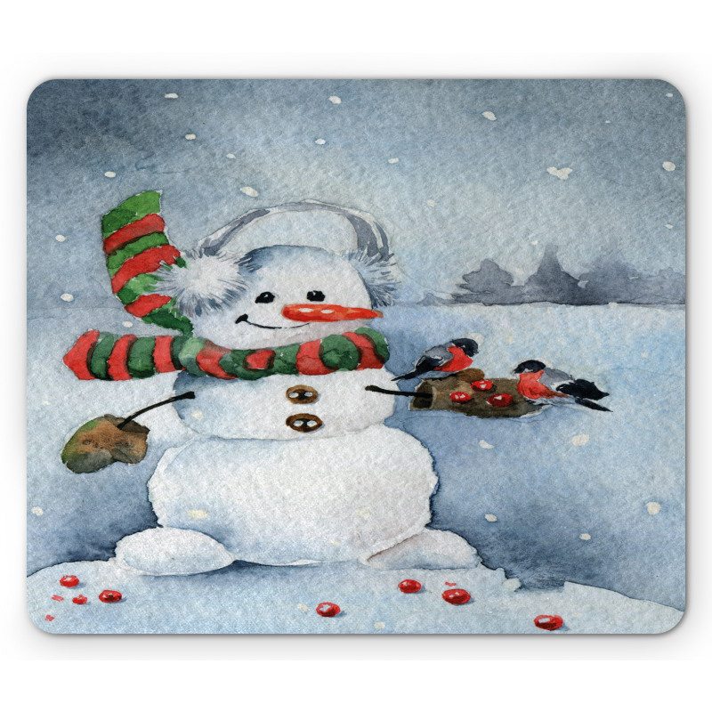 Watercolor Xmas Winter Mouse Pad