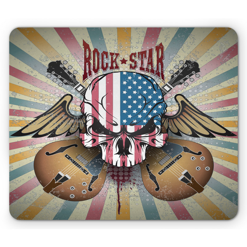 Angry Skull America Flag Mouse Pad