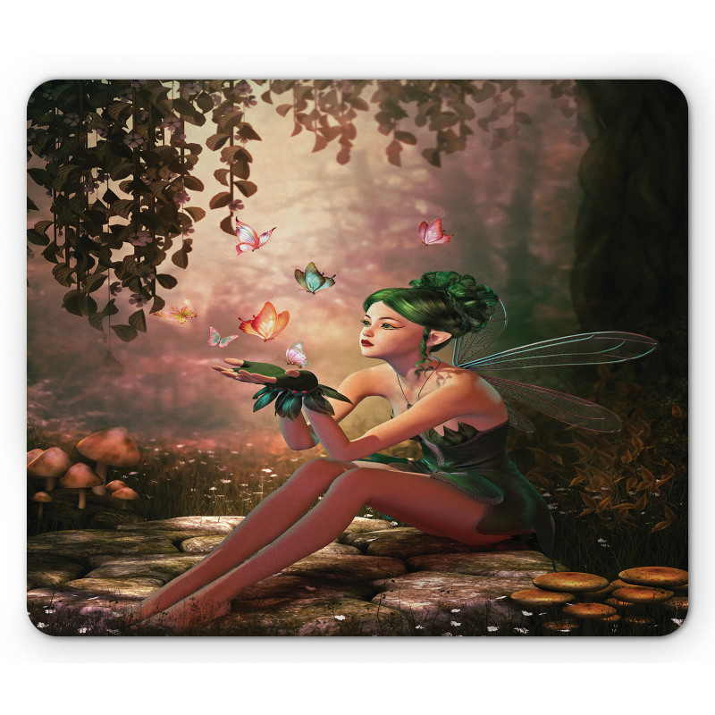 Girl Wings Butterflies Mouse Pad