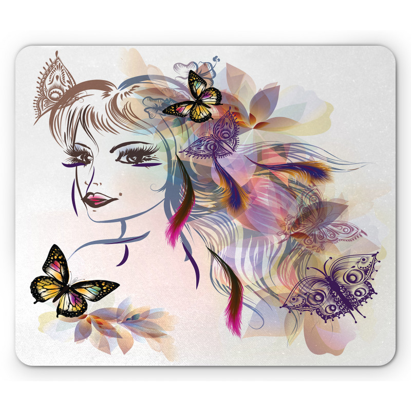 Butterflies with Girl Mouse Pad