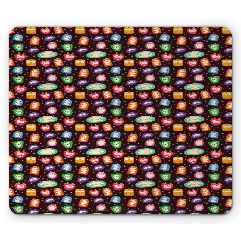 Abstract Fluffy Monsters Mouse Pad