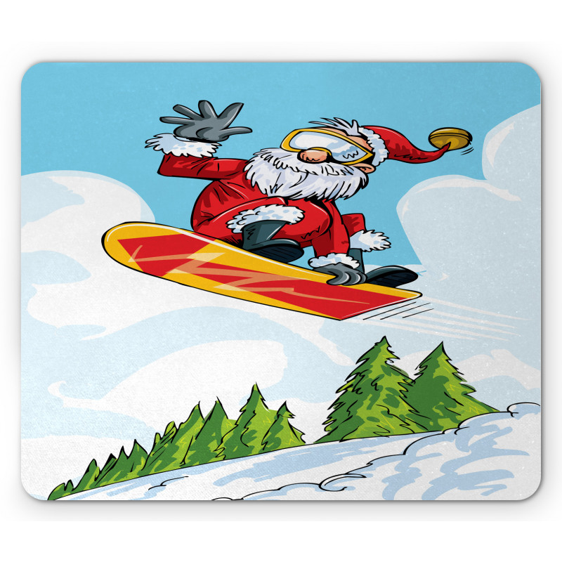Jump on Snowboard Pines Mouse Pad