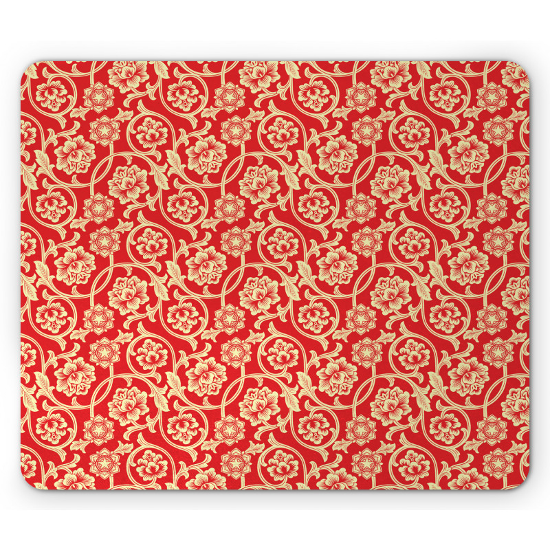 Chinese Blossoms and Curls Mouse Pad