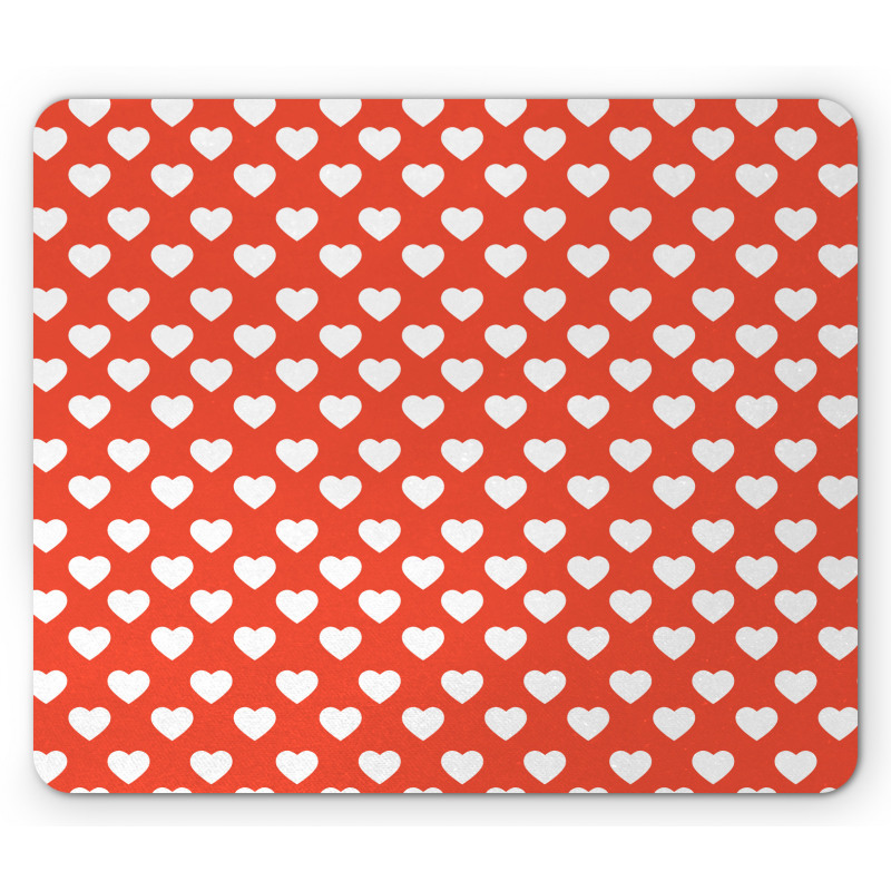 White Hearts Love Mouse Pad