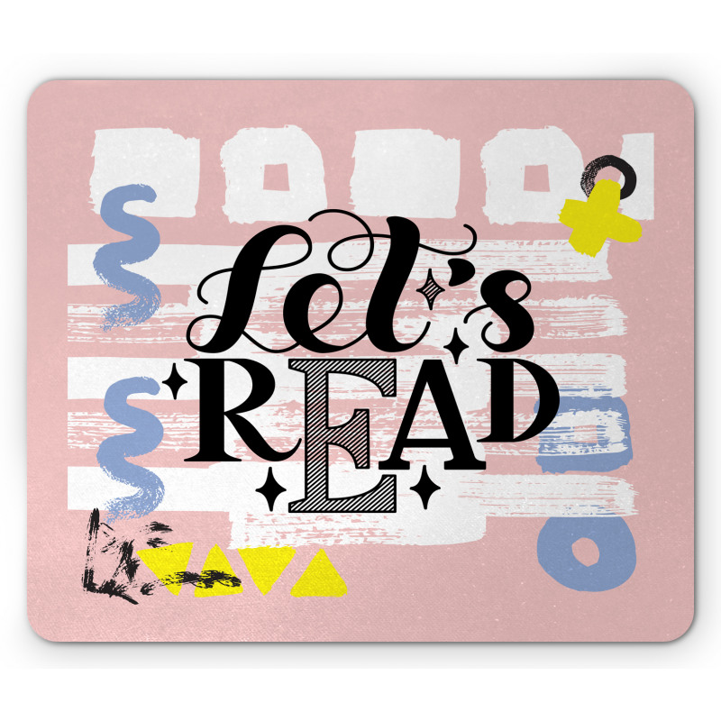 Lets Read Phrase Pastel Mouse Pad