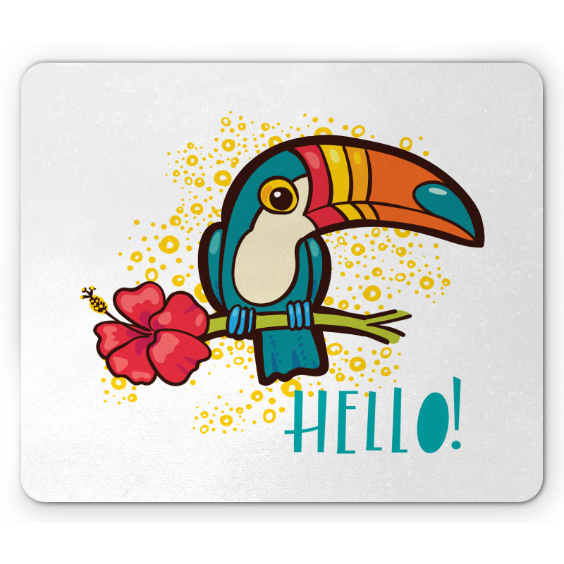 Toucan Bird with Hibiscus Mouse Pad