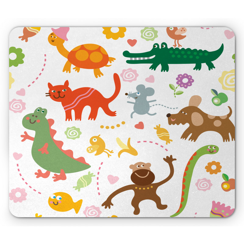 Jolly Cartoon Animals Mouse Pad