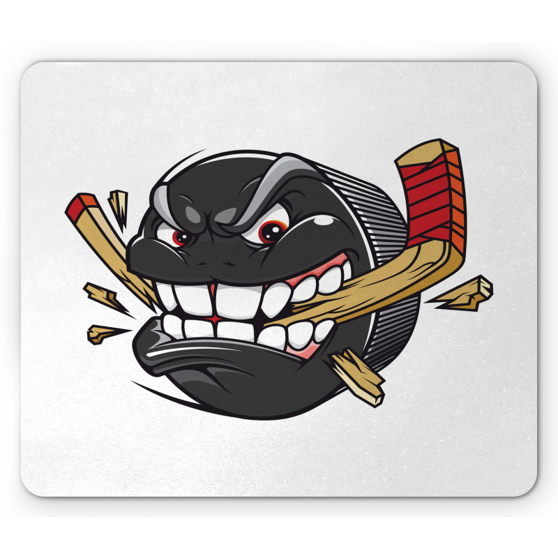 Cartoon Puck Bites Stick Mouse Pad